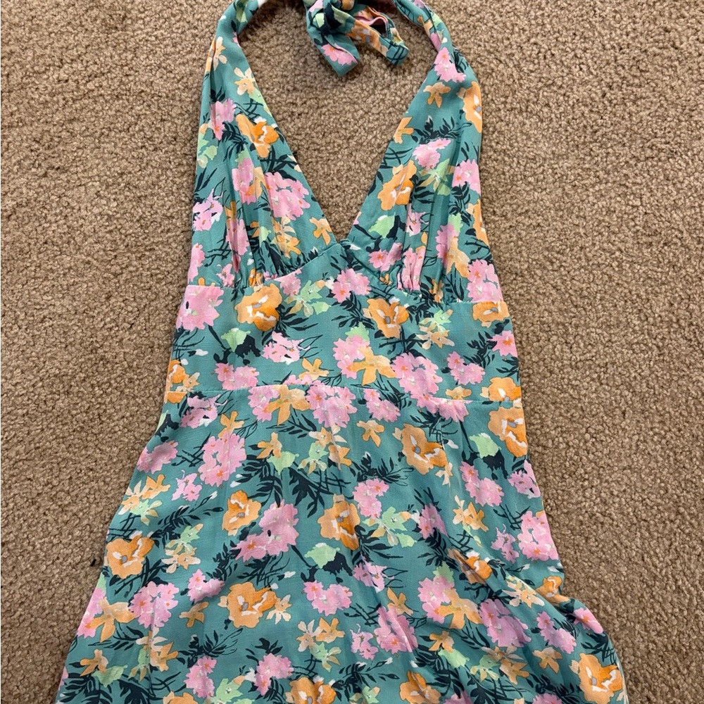Wild Fable Floral Halter Dress - Green, Pink, Yellow